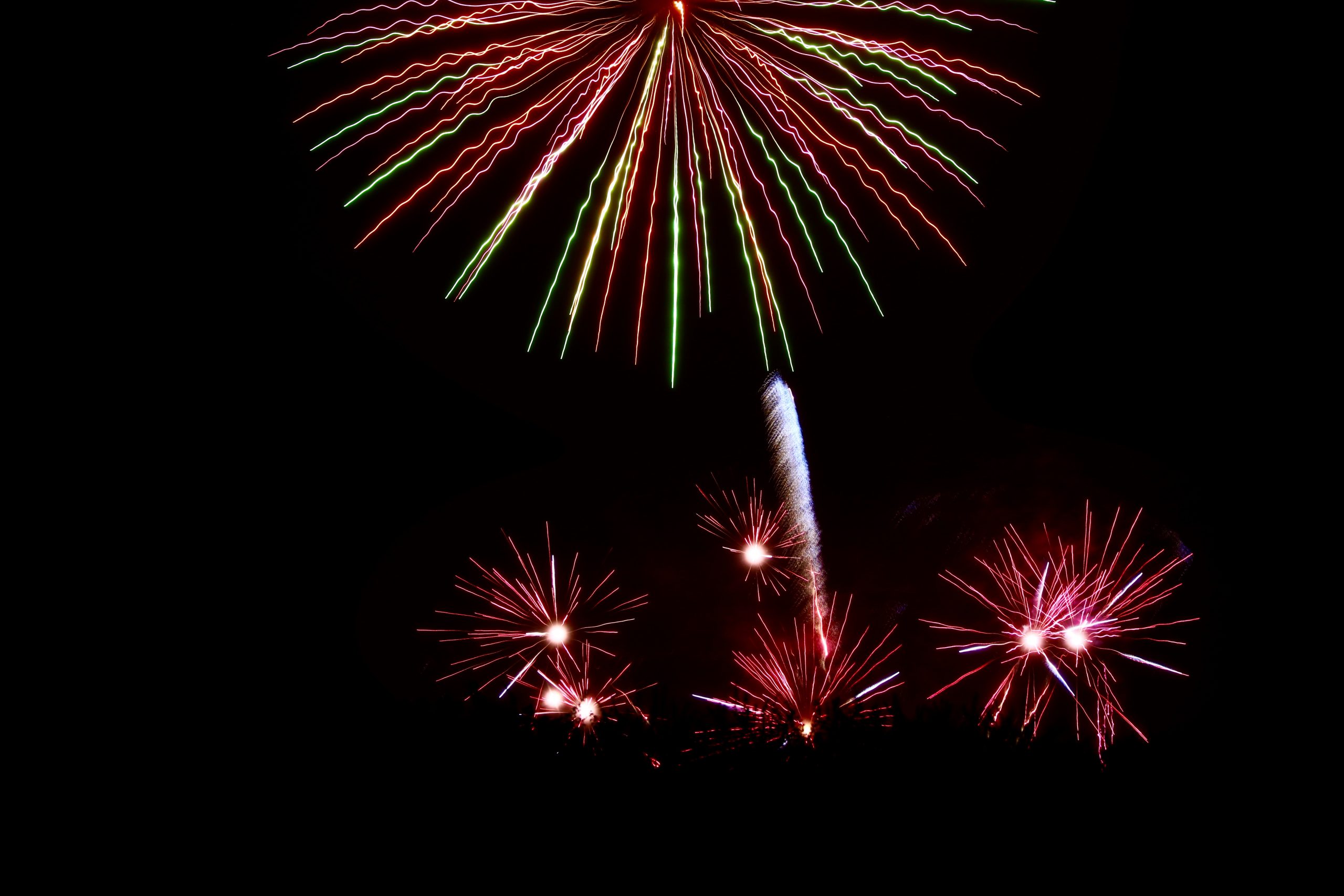 Long exposure of Kimbolton Fireworks display.