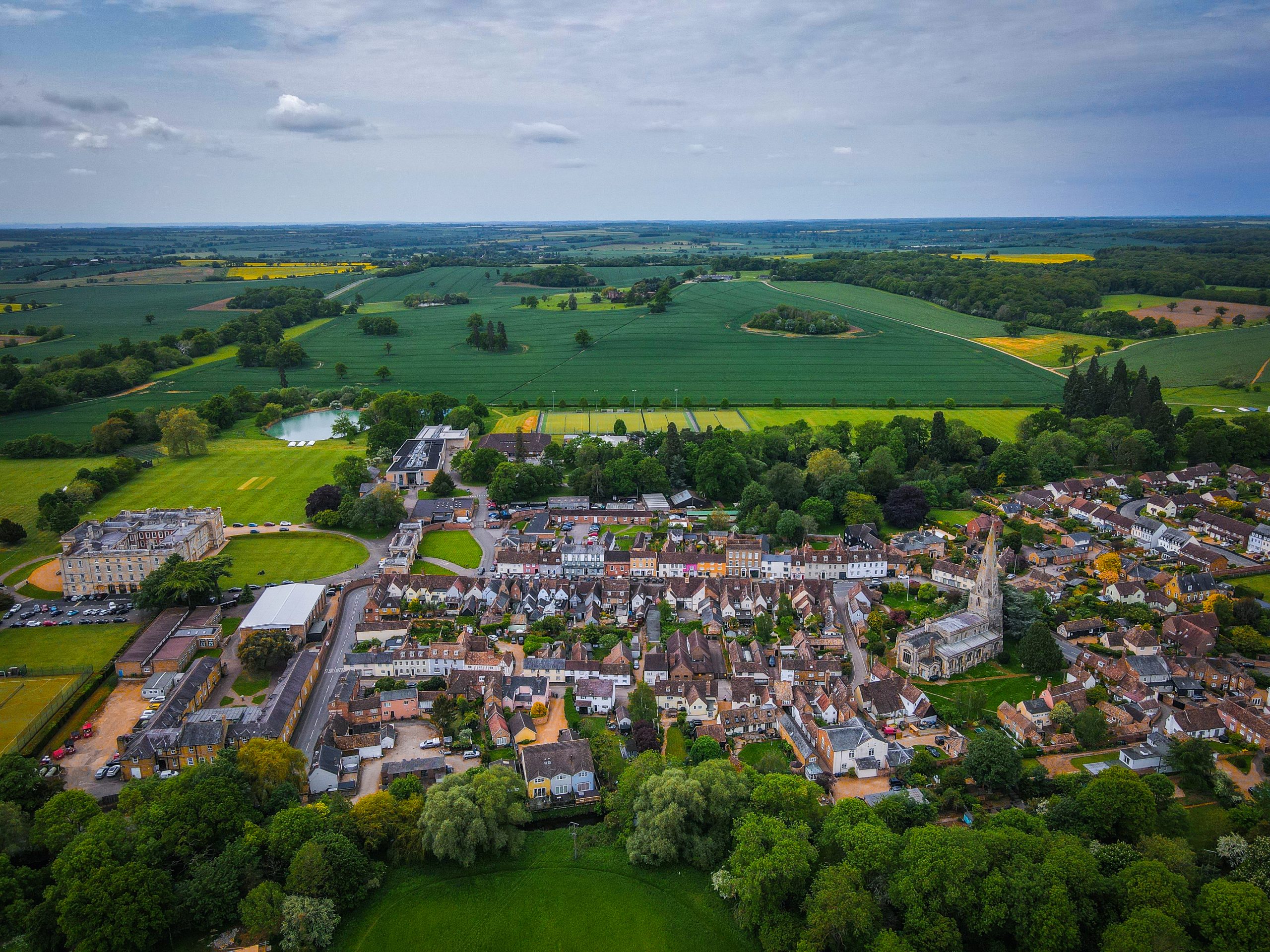 An aerial photo of Kimbolton