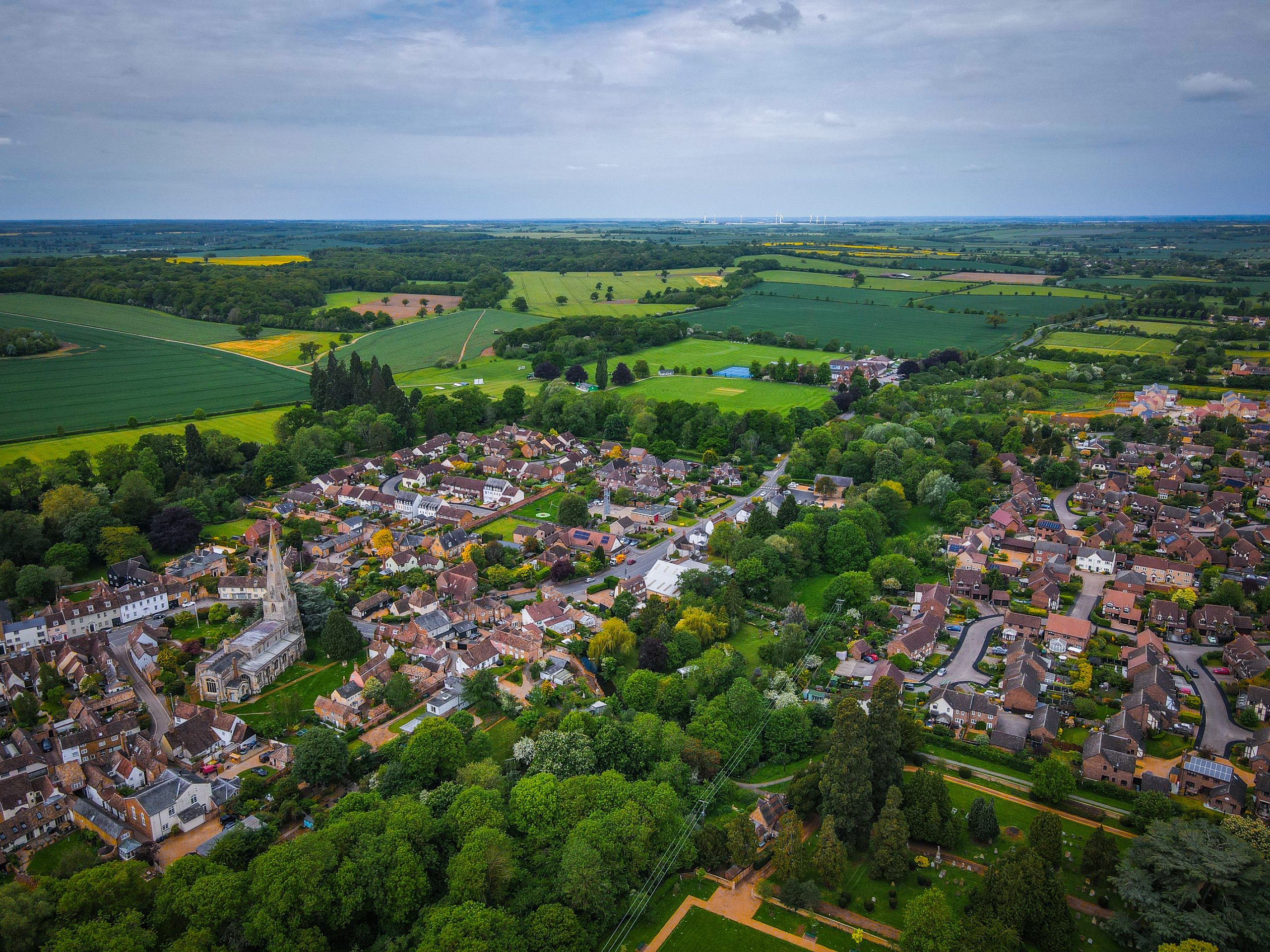 Aerial photo of Kimbolton village.